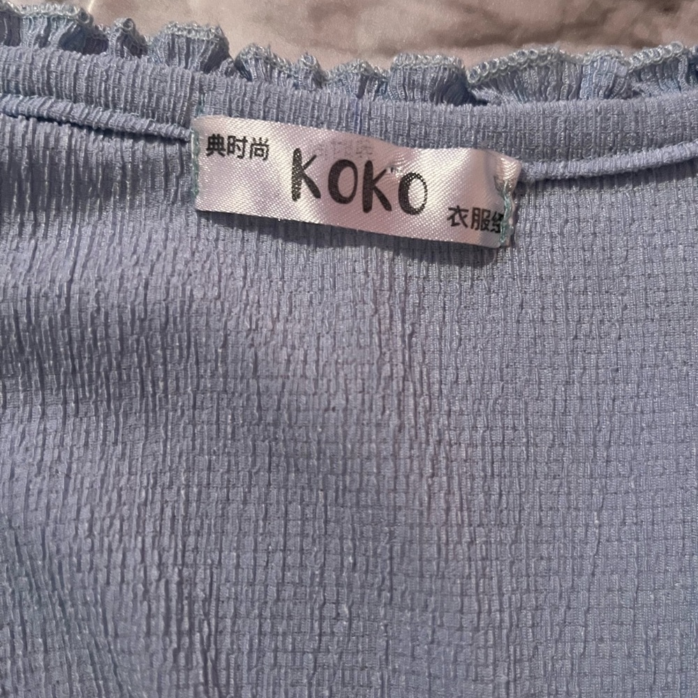 Blue Ruffle Women's Top - Picture 2 of 4
